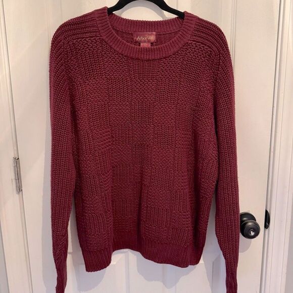 Arbor Way Vintage Burgundy Cotton Ramie Chunky Sweater - Made in Hong Kong - Picture 1 of 5